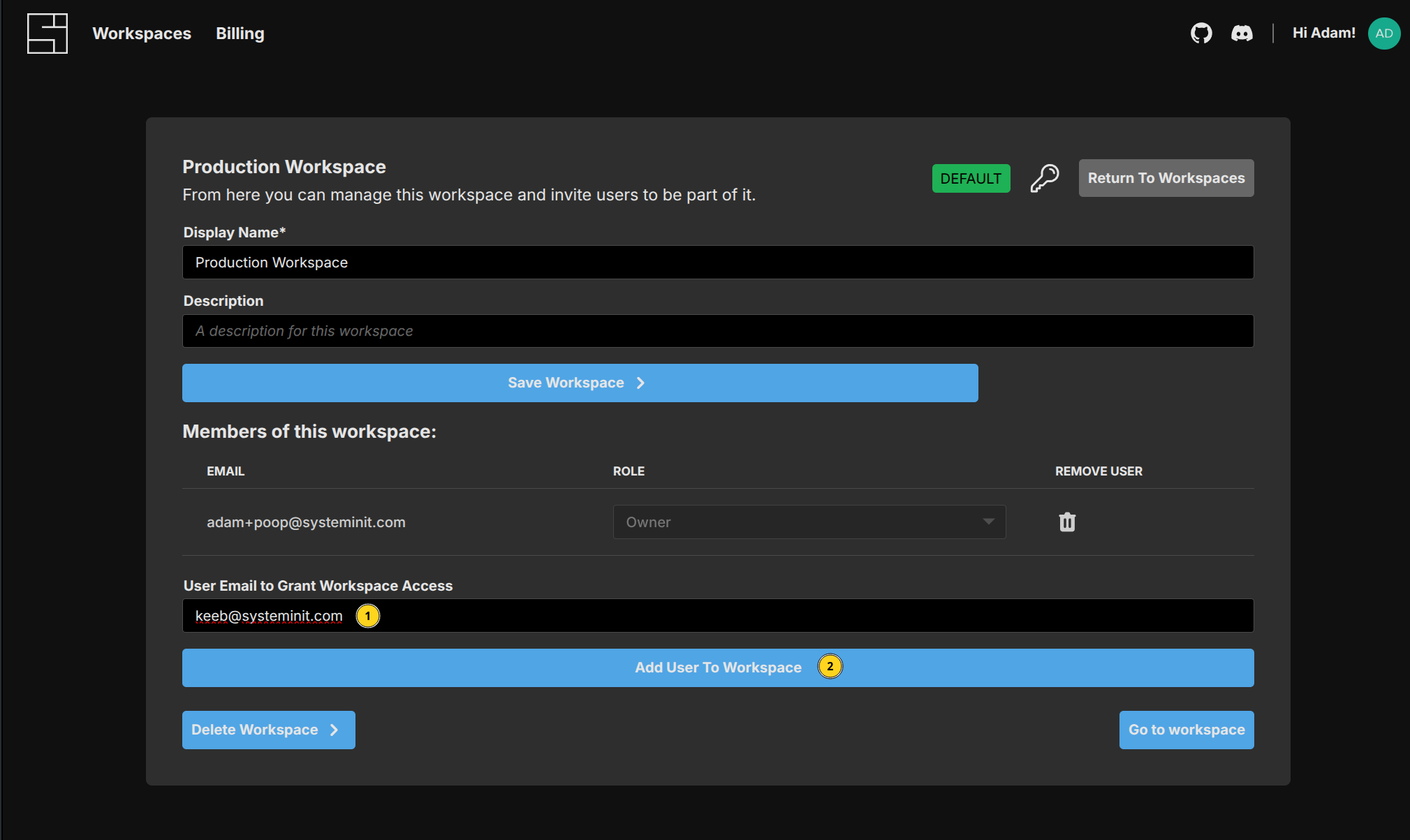 Add a User to a Workspace