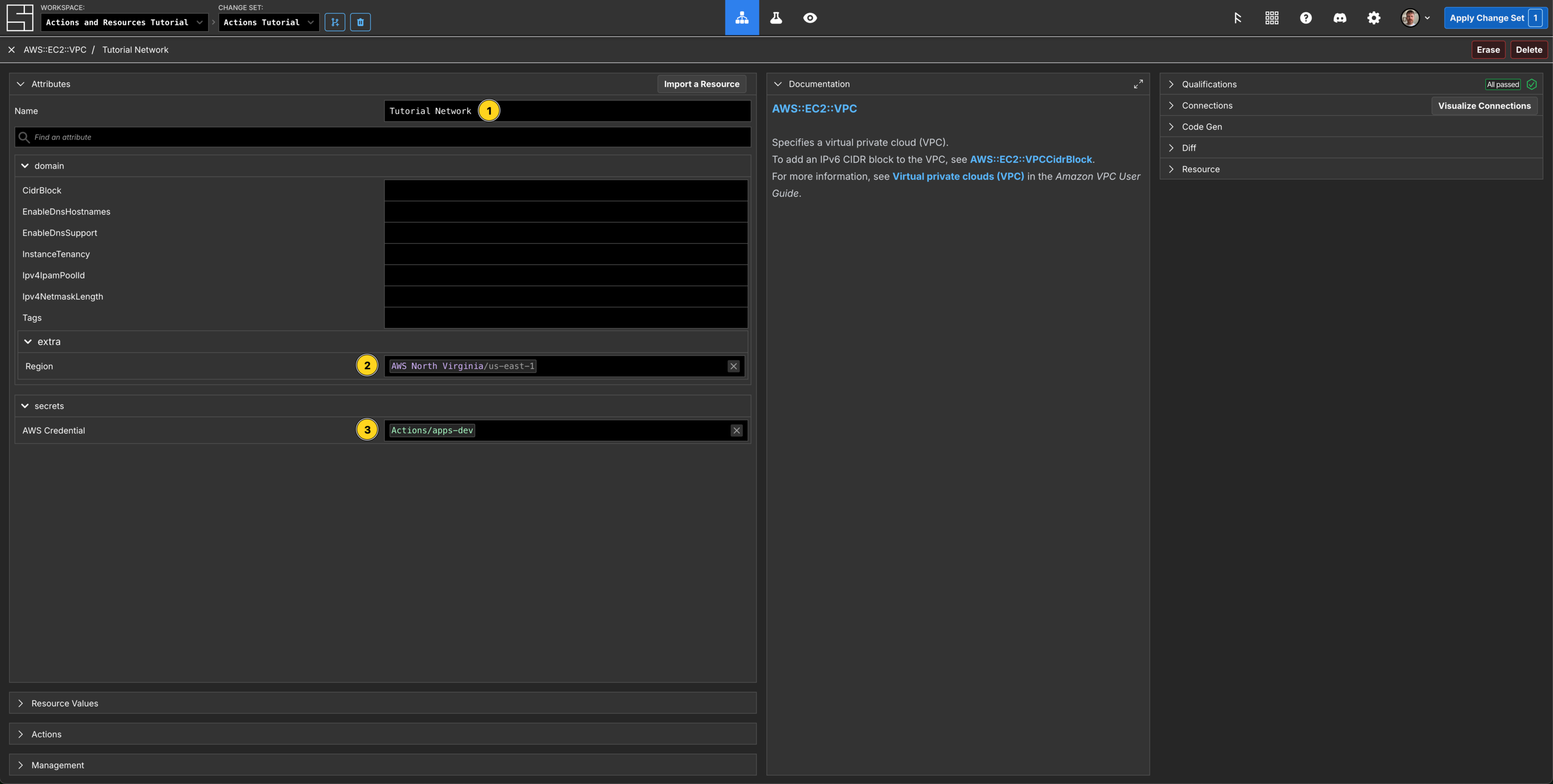 Add a VPC Component and set its properties