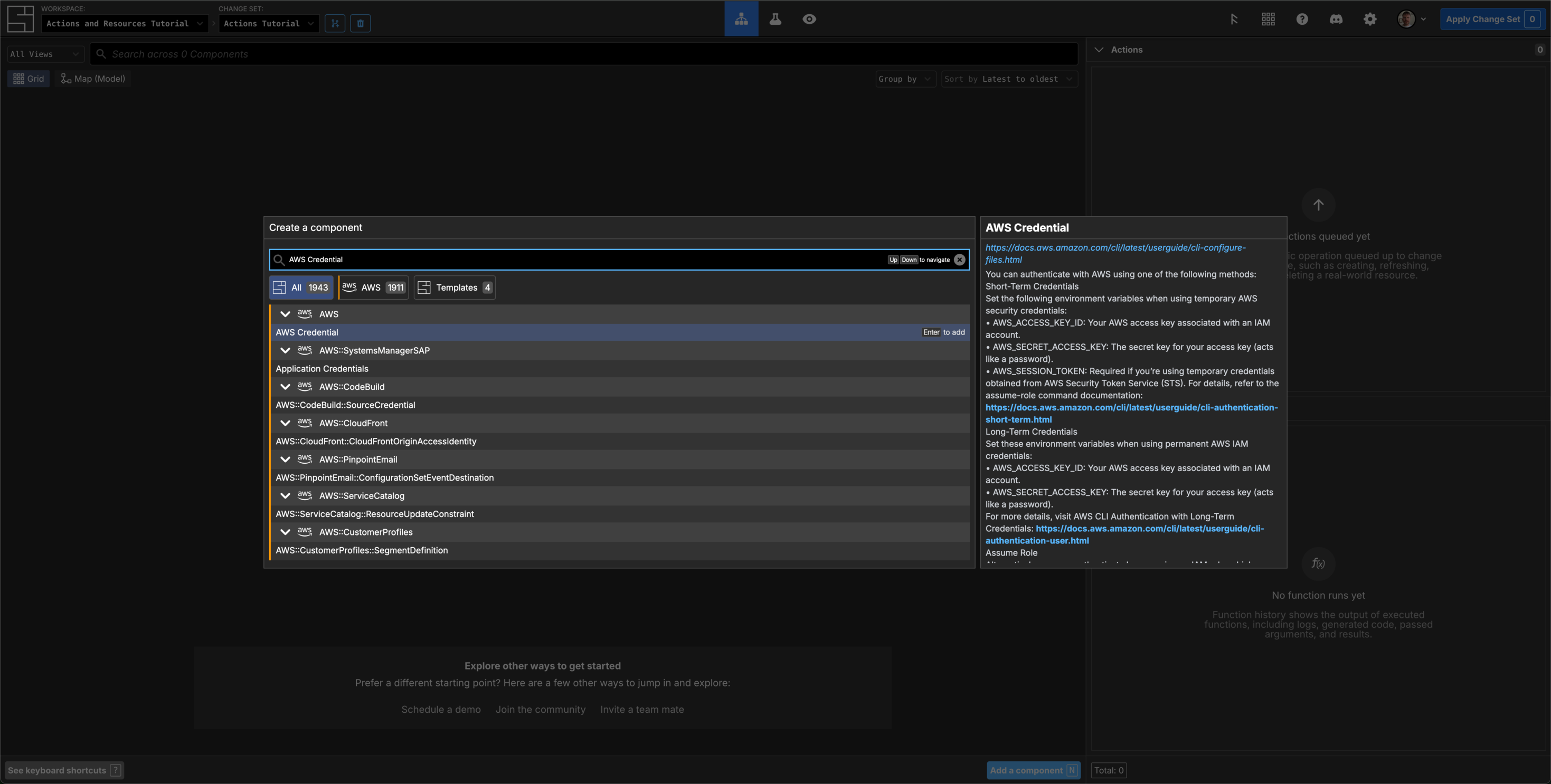 Add an AWS Credential Component and set its properties