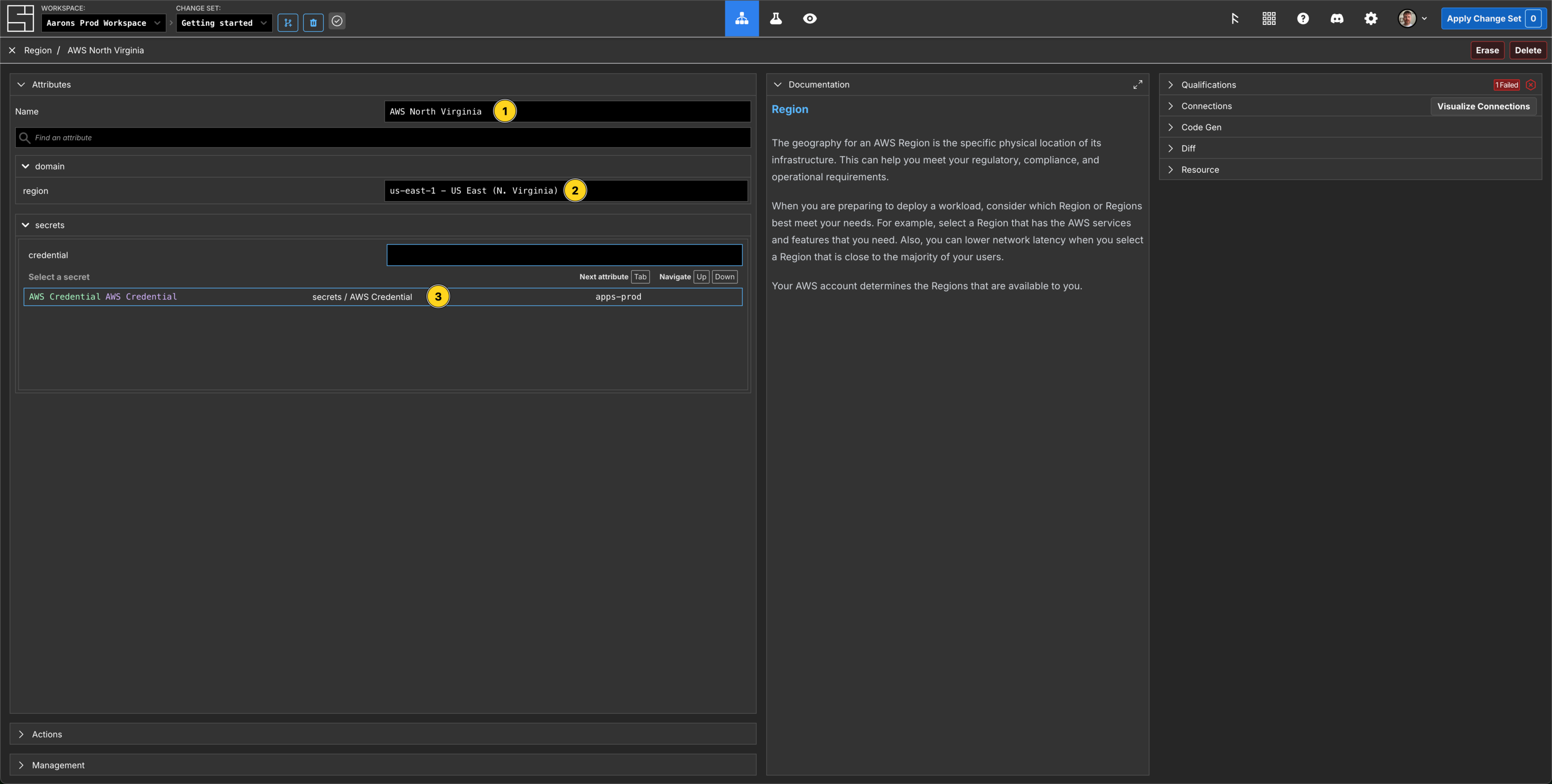 Add an AWS Region Component