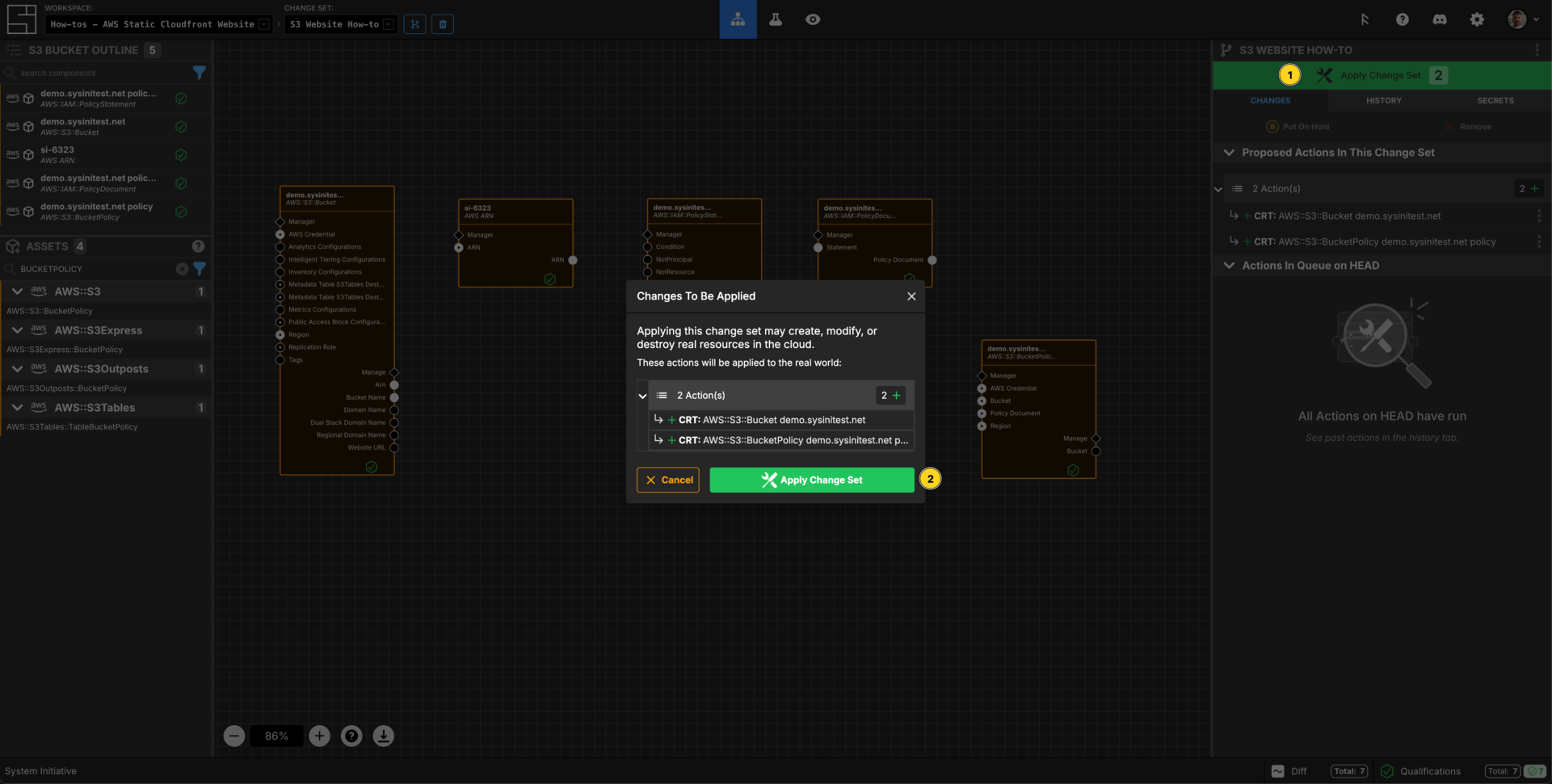 Apply to create the S3 Bucket