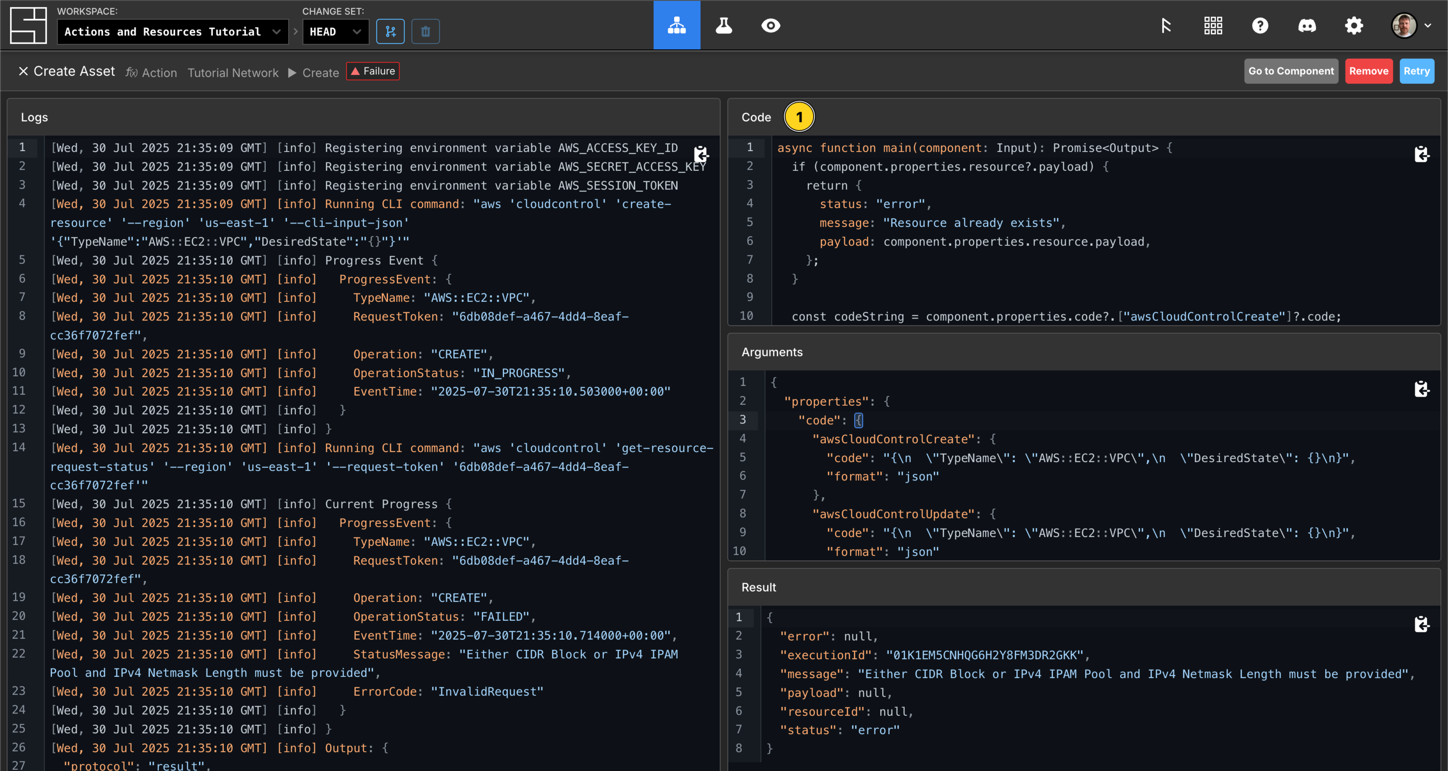 Check the executed code