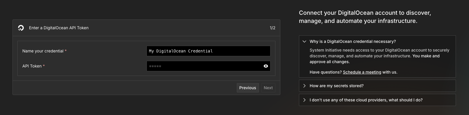 Credentials DigitalOcean