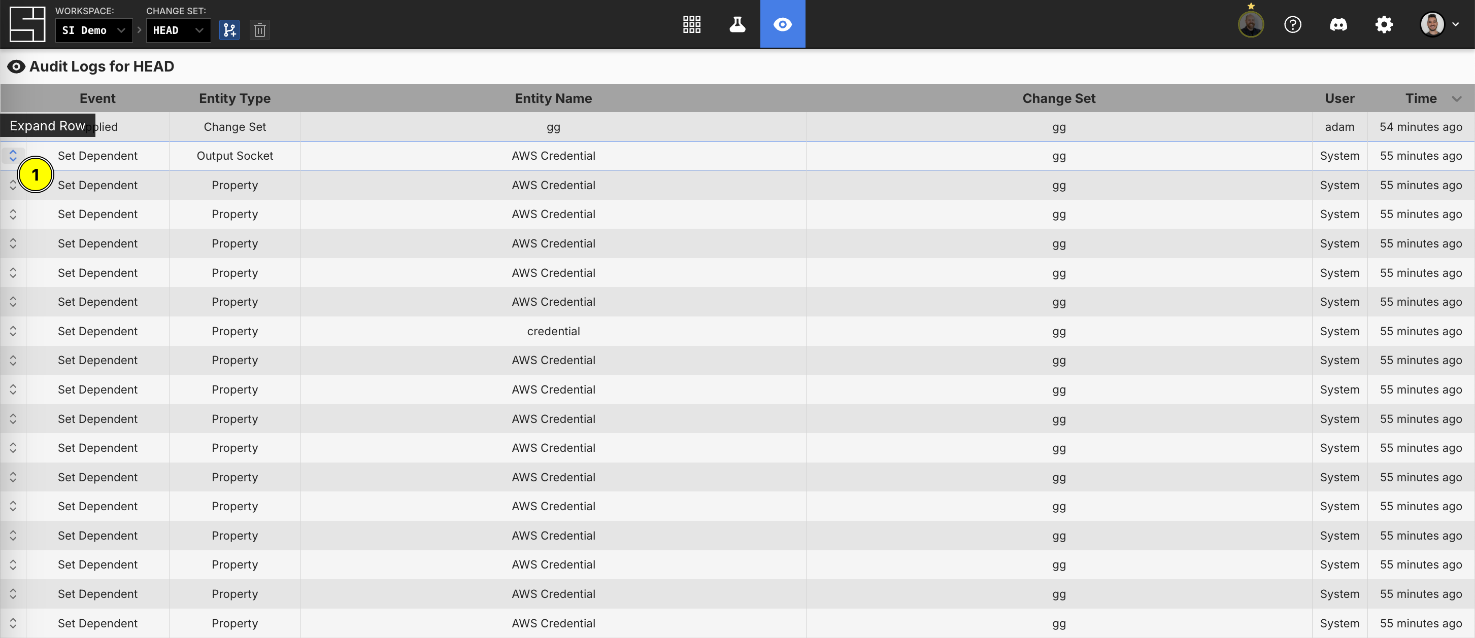 Expanding a single row