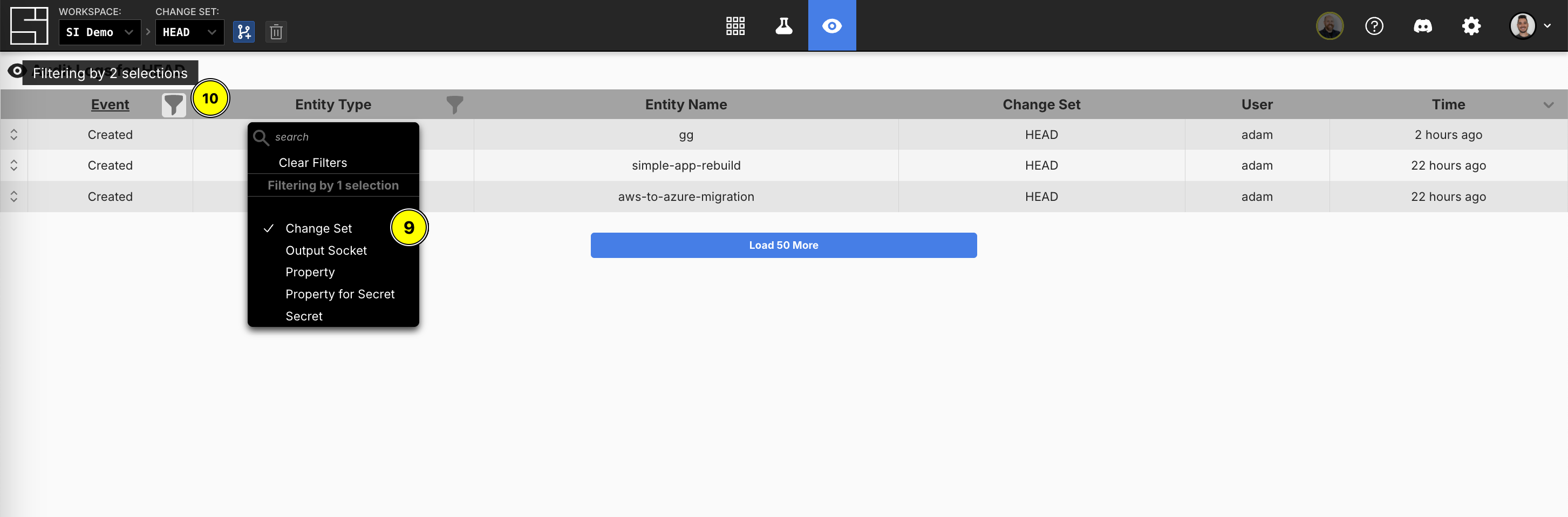 Activating multiple filters