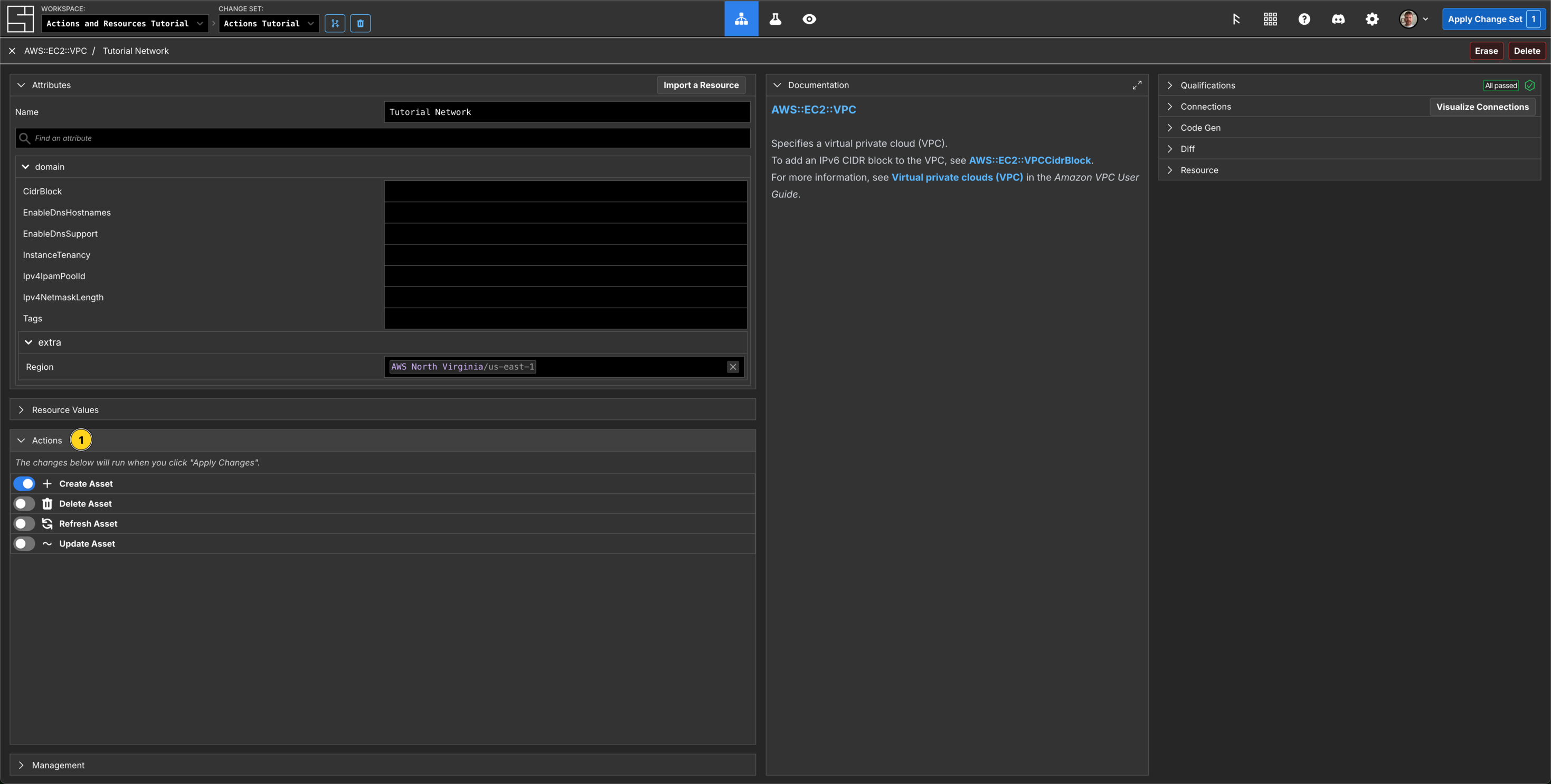 Investigate the Actions tab for the VPC