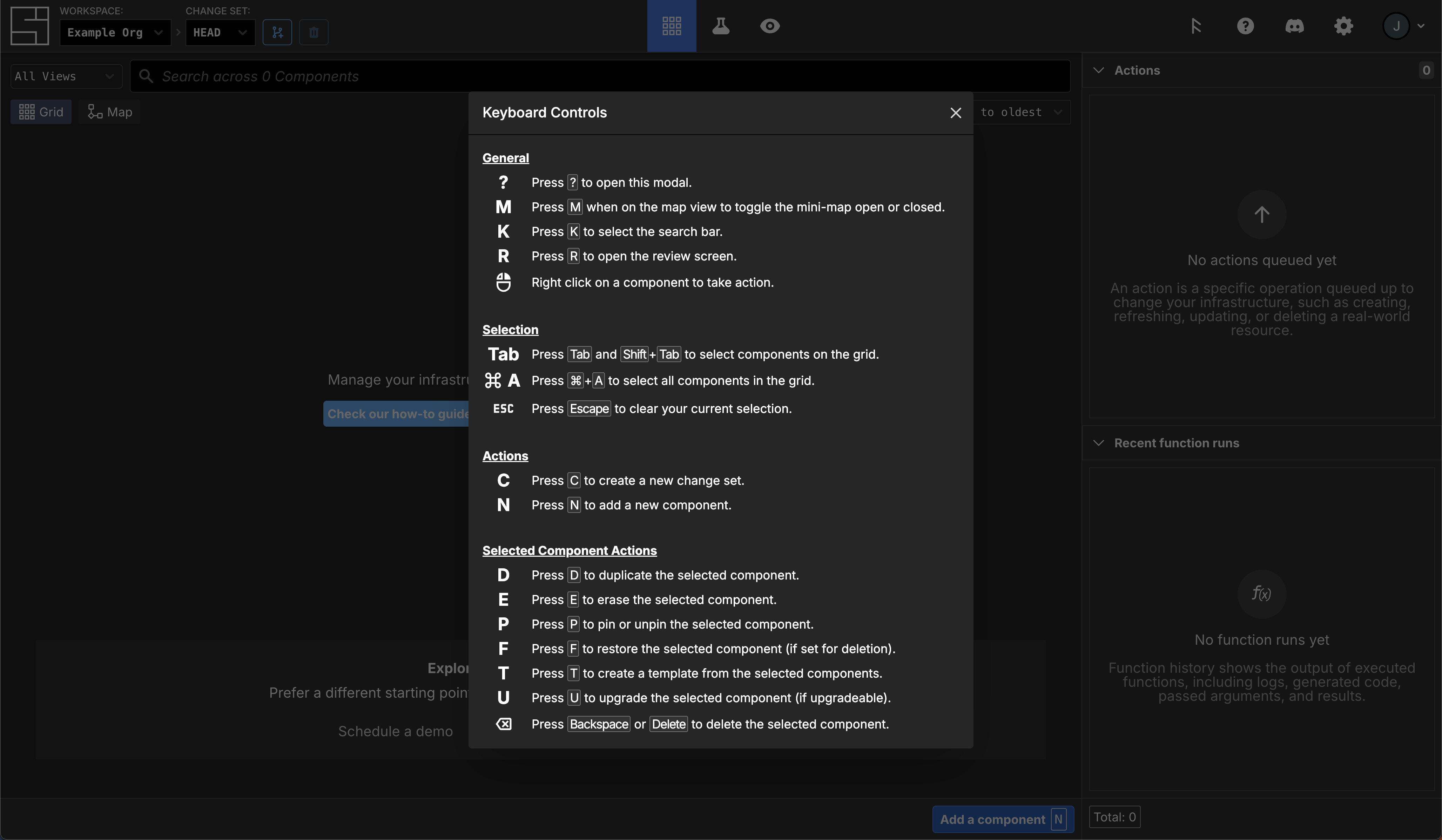 Opening the Keyboard Controls guide