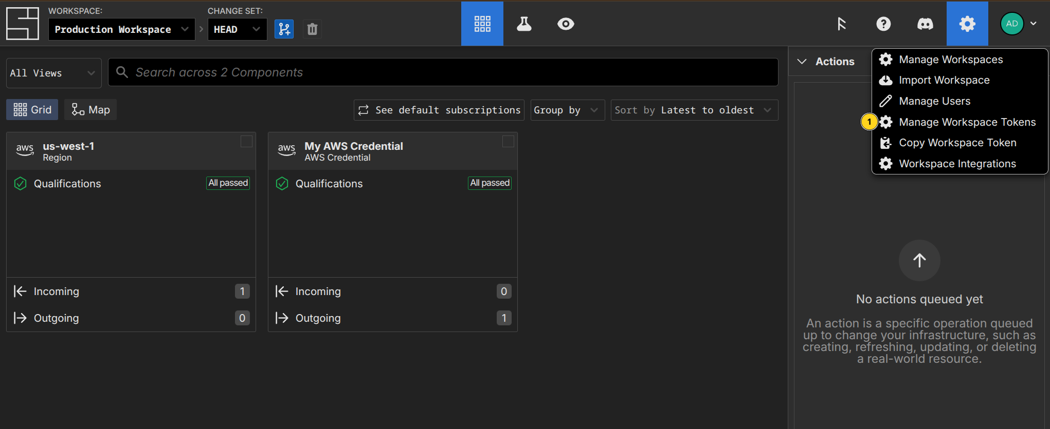 Manage Workspace Tokens Web Application