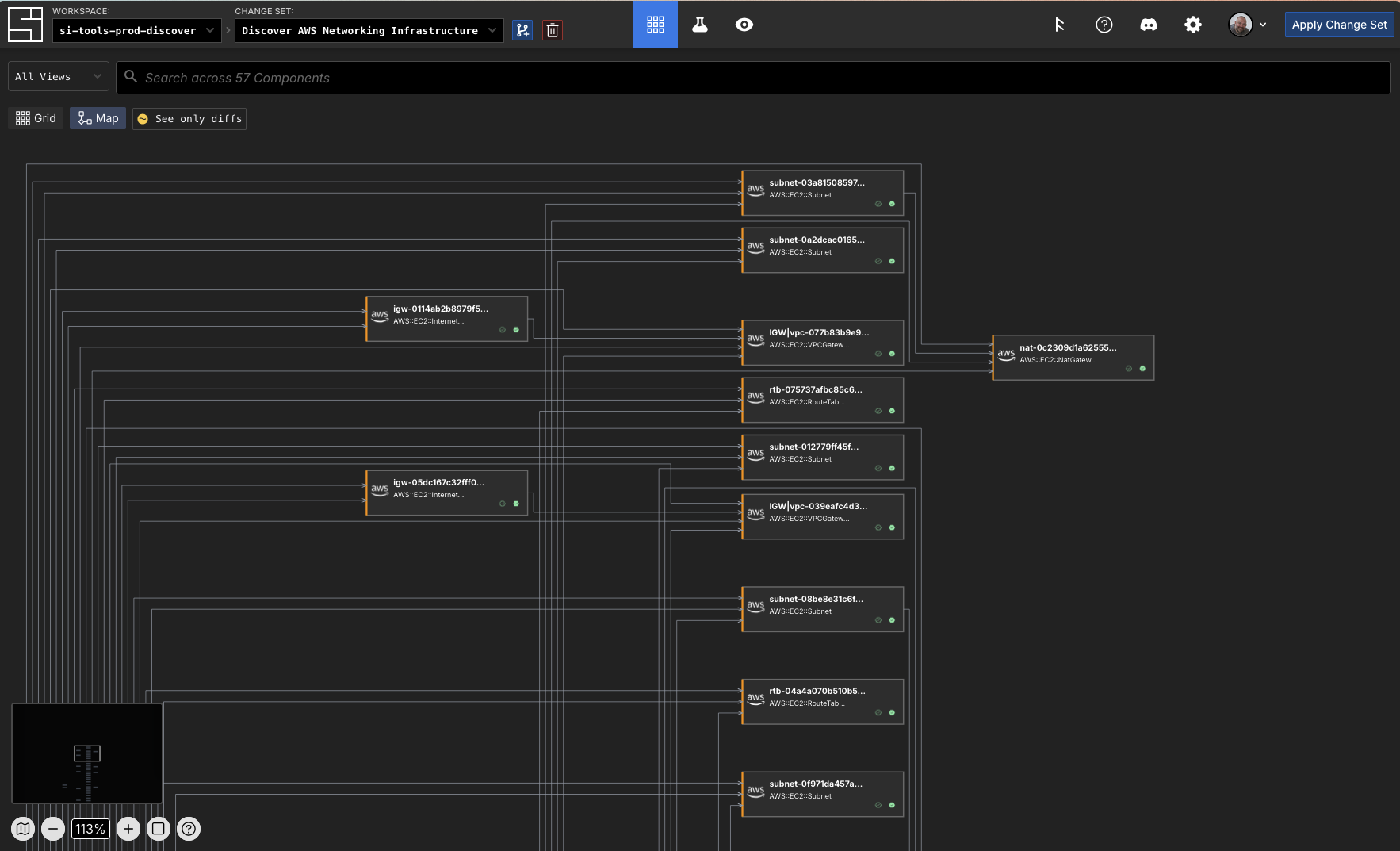 Zoomed In Map of Discovered Infrastructure