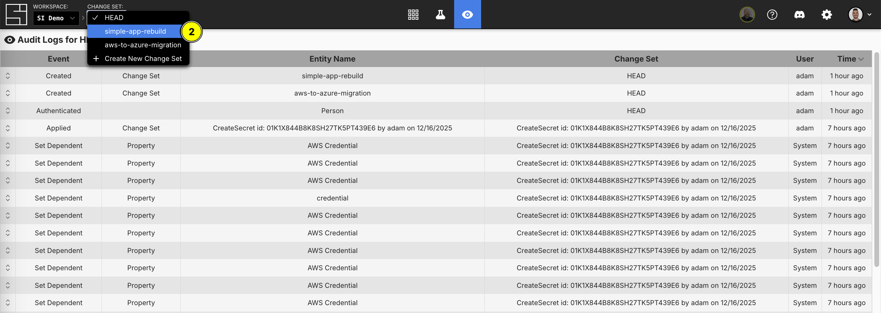 Choose your change set