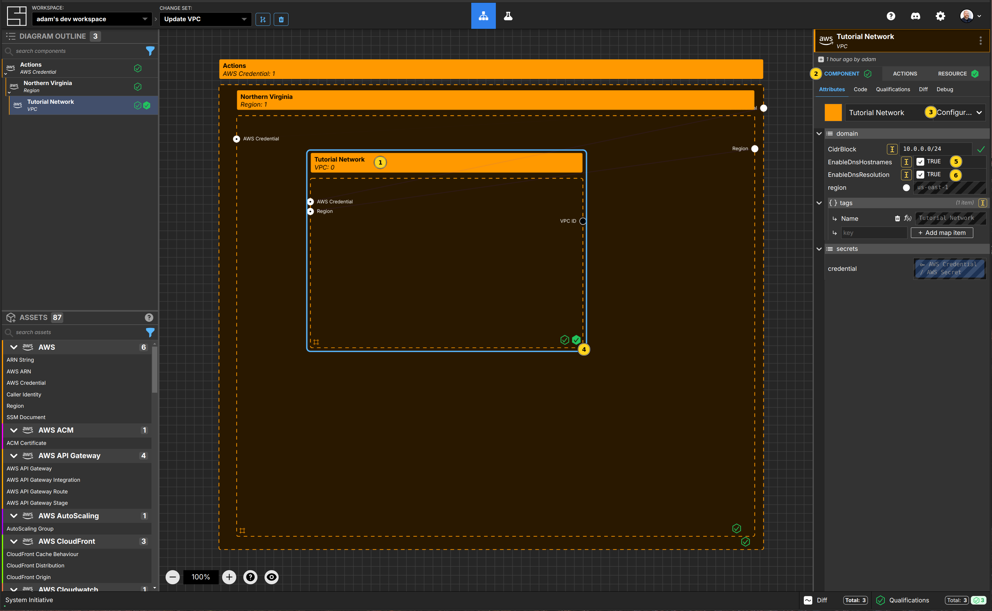 Update the properties of the Tutorial Network VPC